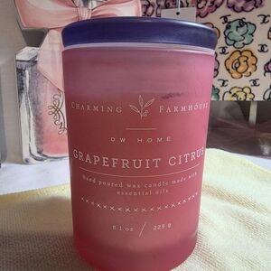 DW Home Pink Frosted Grapefruit Citrus Candle with Purple Lid